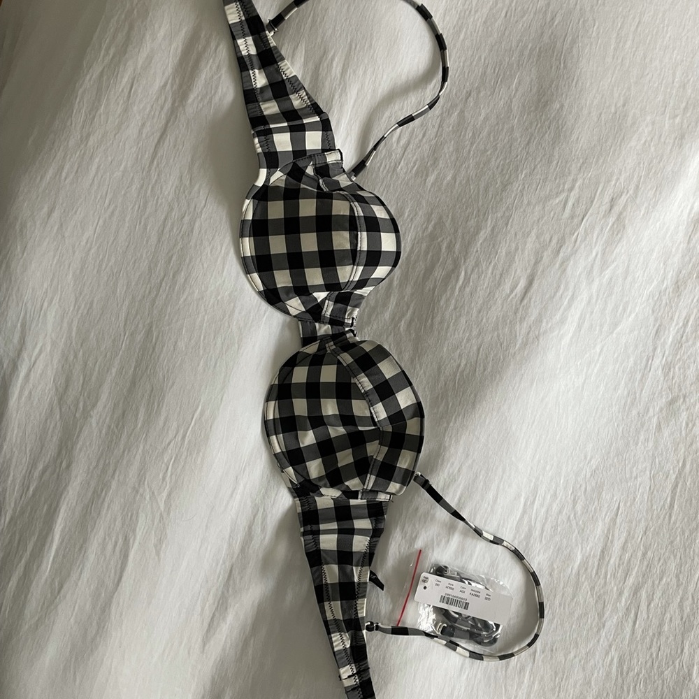 NWT J Crew underwire gingham bikini top
